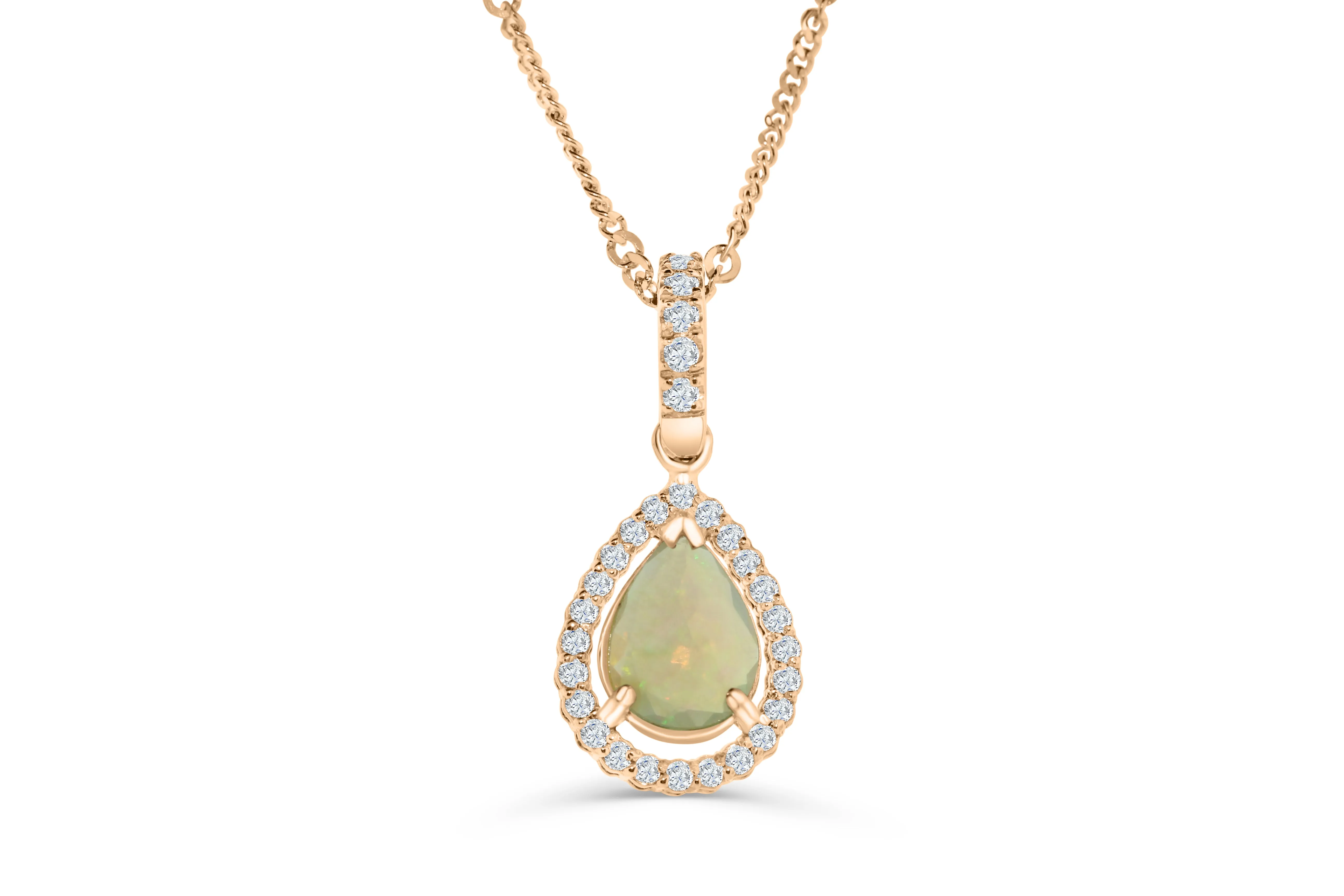 0.72 CT Pear Opal Diamond Pendant 0.25 CT TW 14K Rose Gold OPEN001