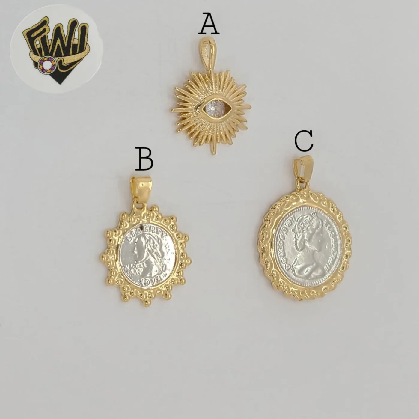 (1-2377-1) Gold Laminate -Two Tone Medal Pendants - BGF