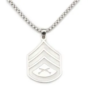 1-3/8" Staff Sergeant Rank Pendant With Box Chain