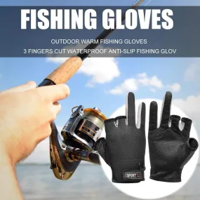 1 Pair Fishing Gloves Outdoor Sports Mittens Outdoor 3 Fingers Cut Waterproof Anti-Slip Sports Fish Equipmentguantes de pesca