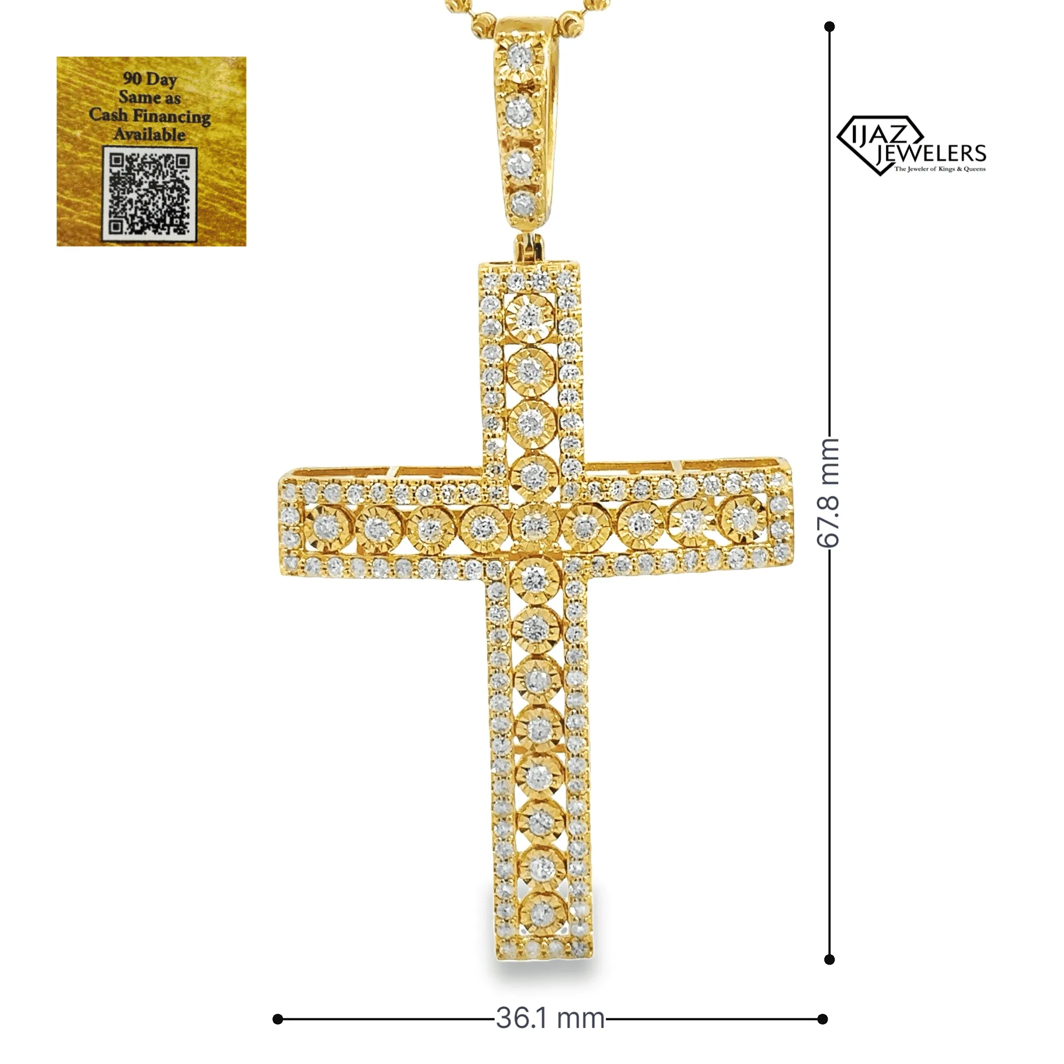 10K Gold 1.99 CTW Diamond Cross Charm