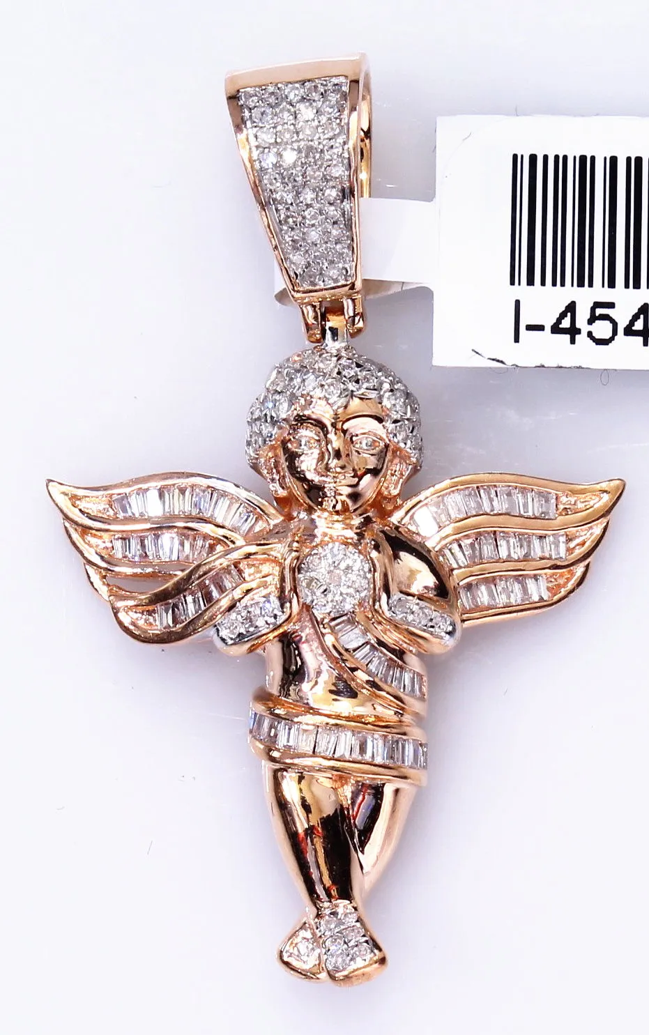 10K Rose Gold Angel Pendant 0.52Ctw