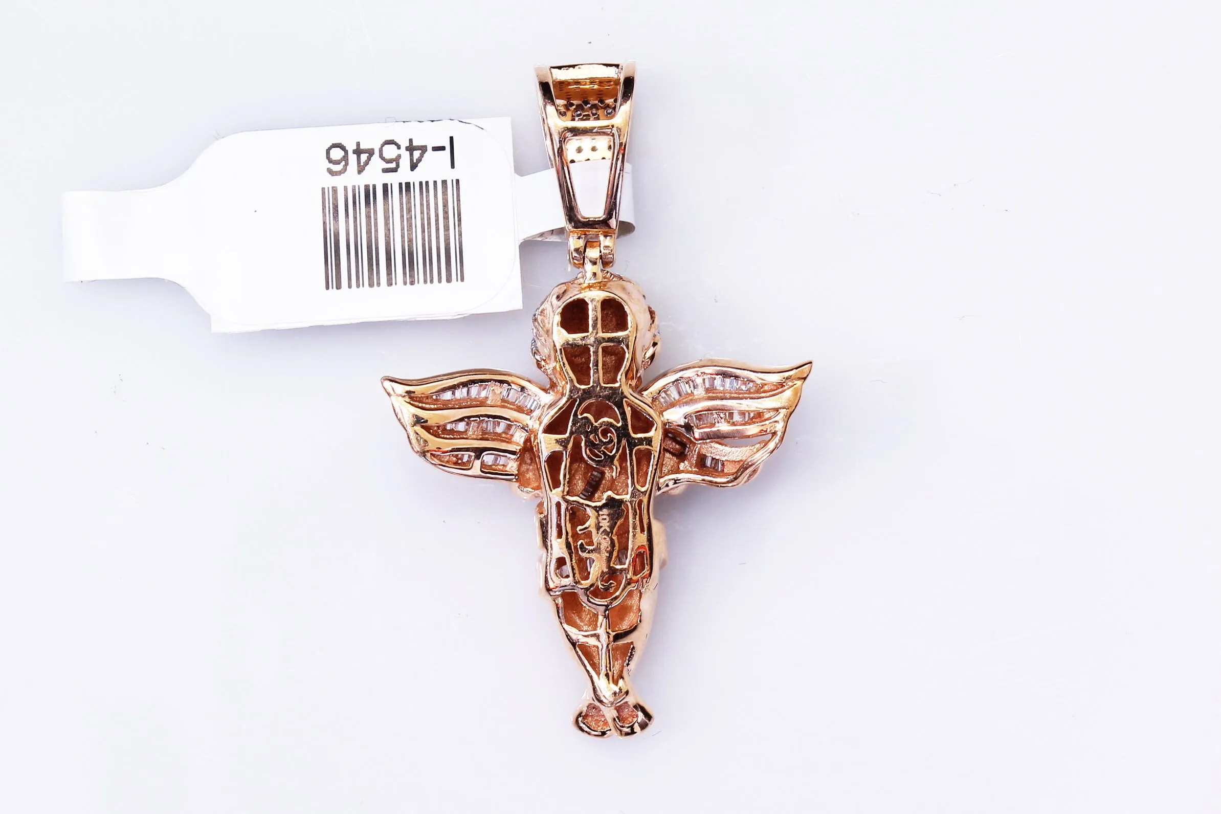 10K Rose Gold Angel Pendant 0.52Ctw