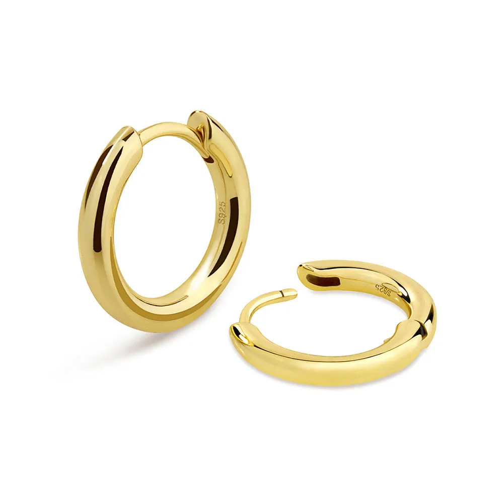 12mm 14K Gold/White Gold Hoop Mens Earrings KRKC