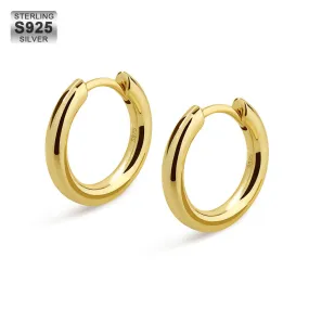 12mm 14K Gold/White Gold Hoop Mens Earrings KRKC