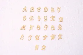 14k Gold Filled or Sterling Silver Cursive Letter Script Letter Alphabet Charm Full Alphabet Add On Charm Wholesale Bulk Jewelry Findings