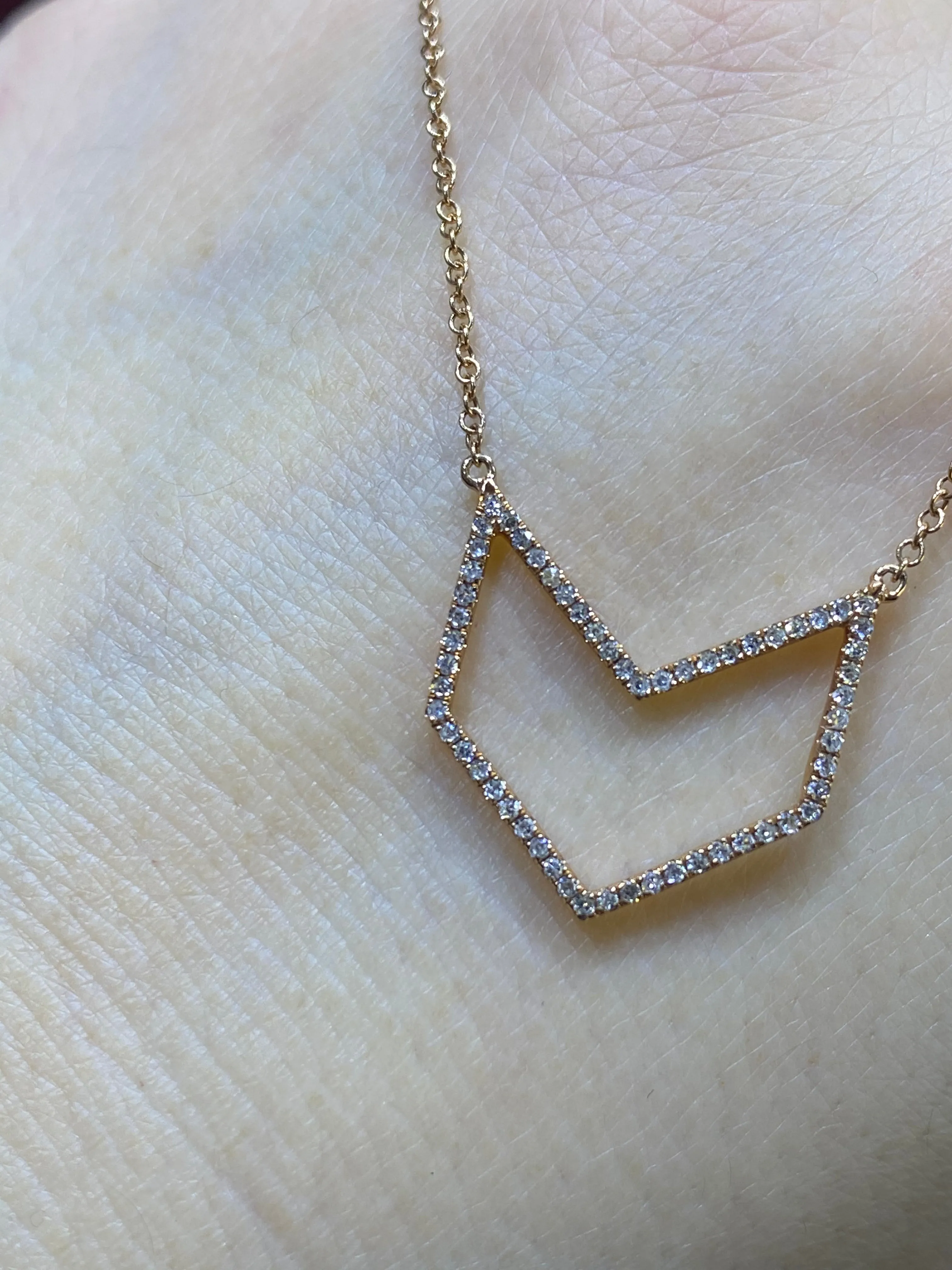 14K Gold V-Shape Diamond Pendant