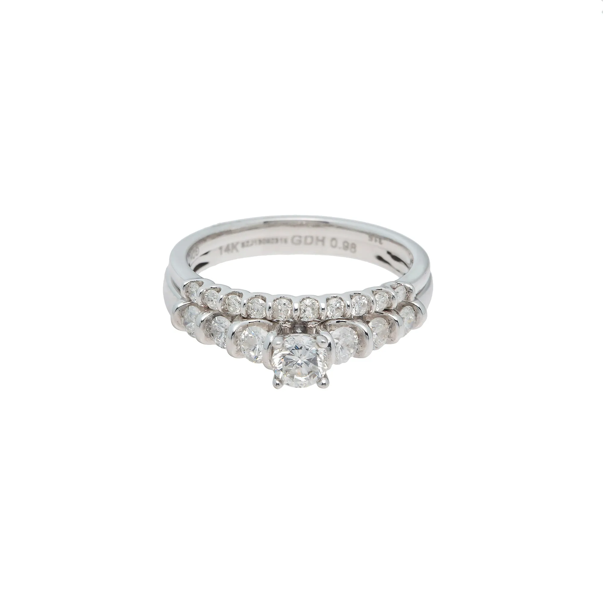 14k White Gold & 0.98ct Diamond Ring (4.9gm)