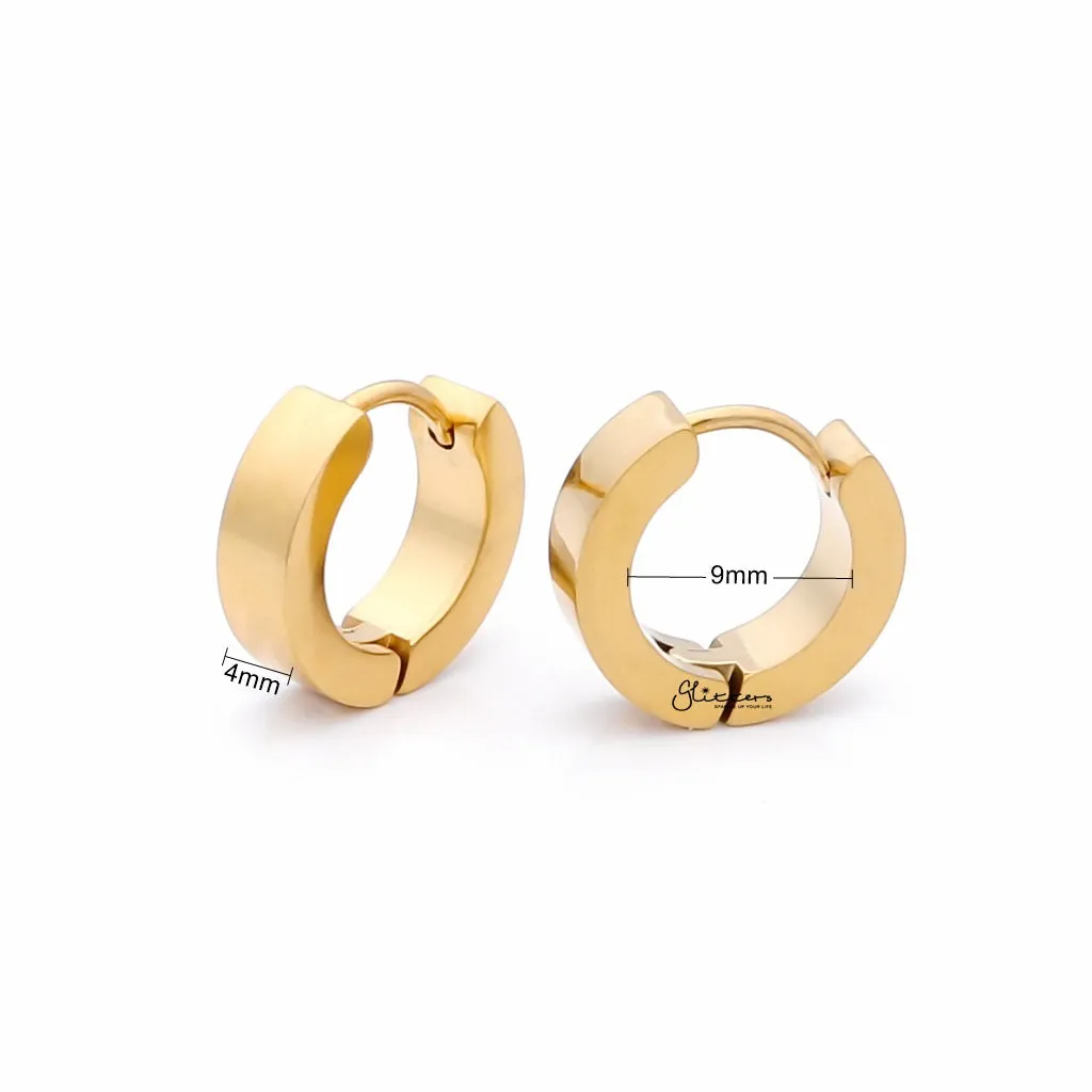 18K Gold IP Stainless Steel Huggie Hoop Earrings - Medium