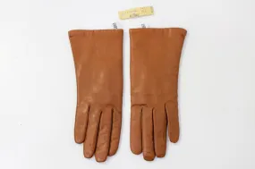 1970s Deadstock Tan Leather Wool Lined Gloves, Size 7