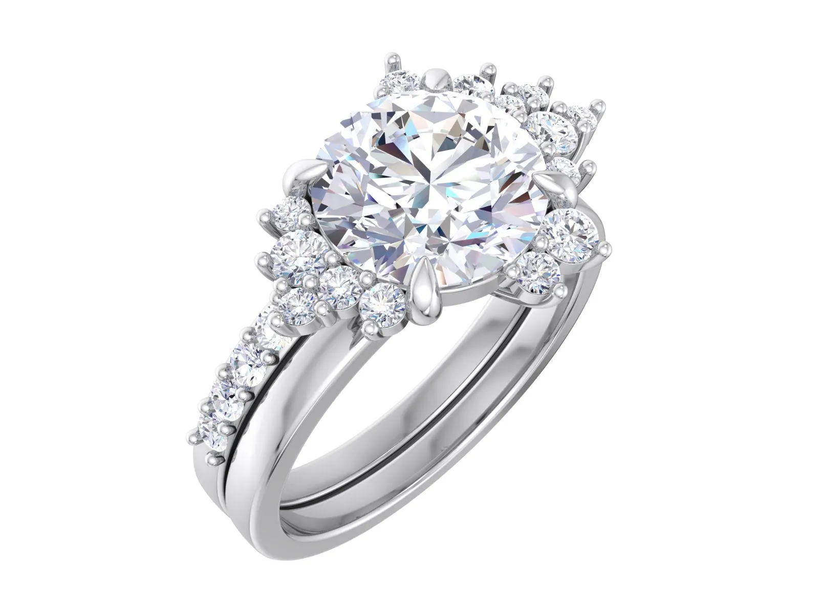 2.00 Ct Round Cut Cluster Engagement Ring