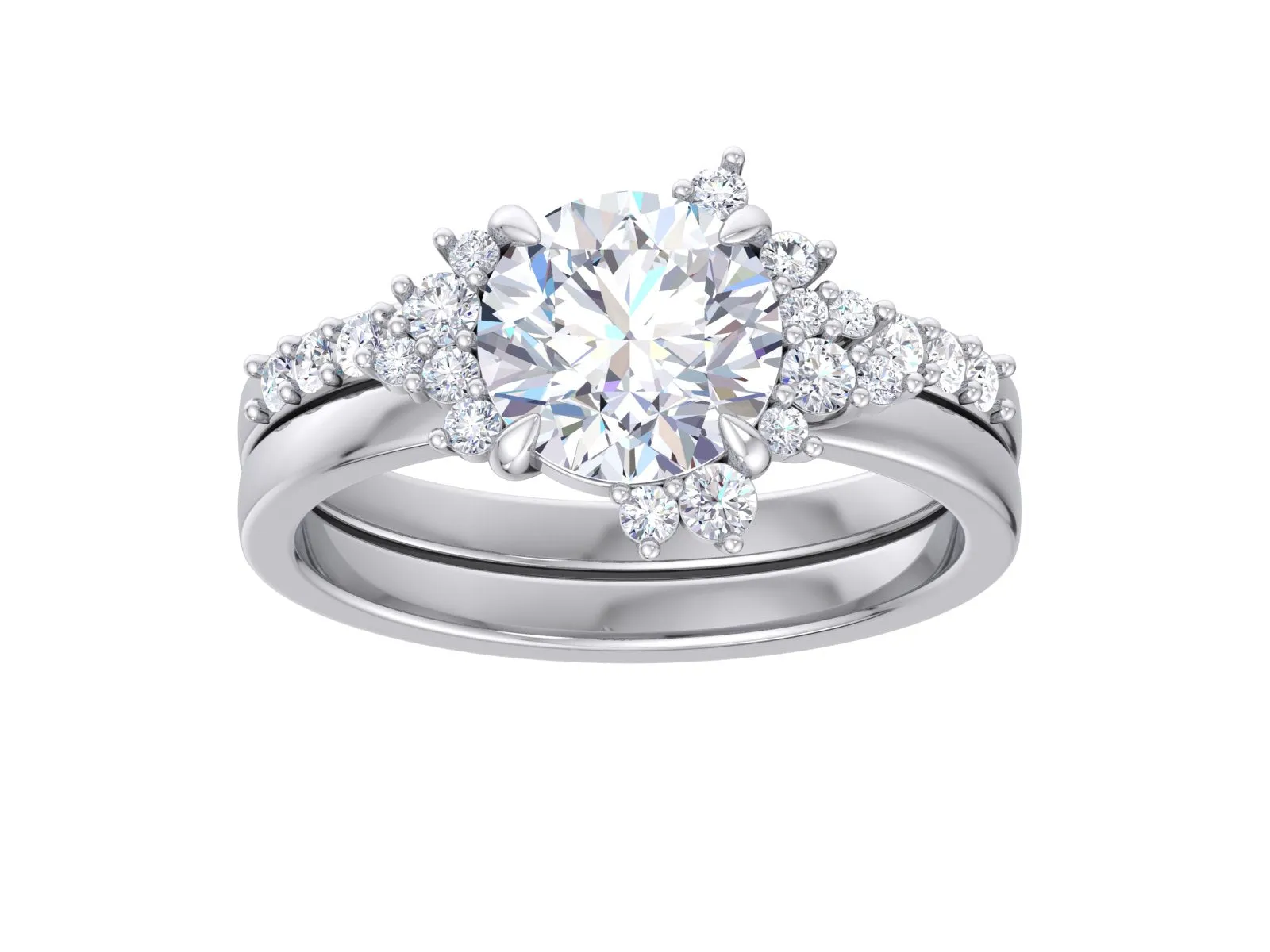 2.00 Ct Round Cut Cluster Engagement Ring