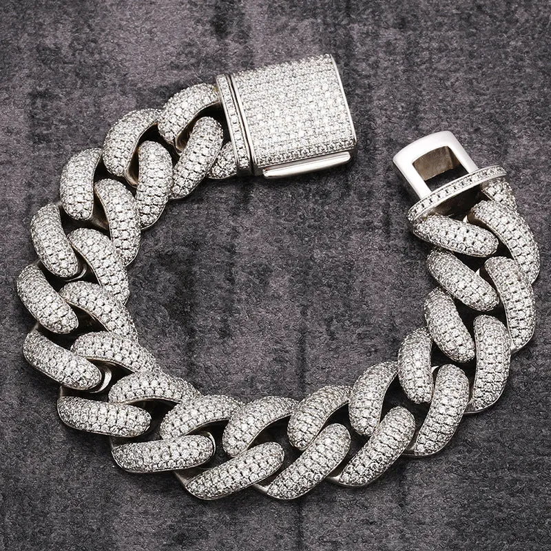 20mm Sterling Silver S925 Fully Iced Cuban Chain