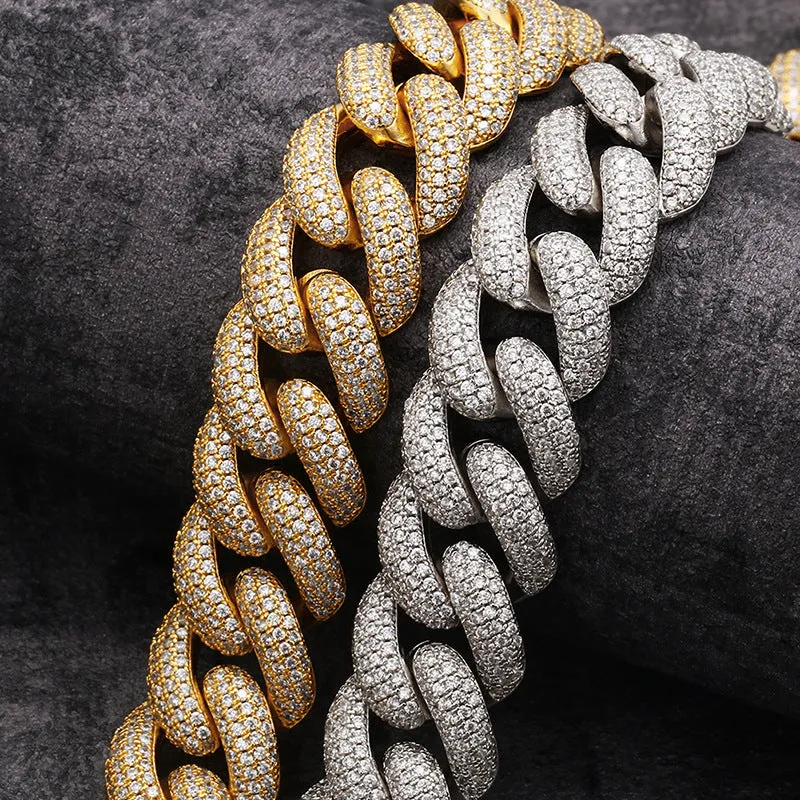 20mm Sterling Silver S925 Fully Iced Cuban Chain