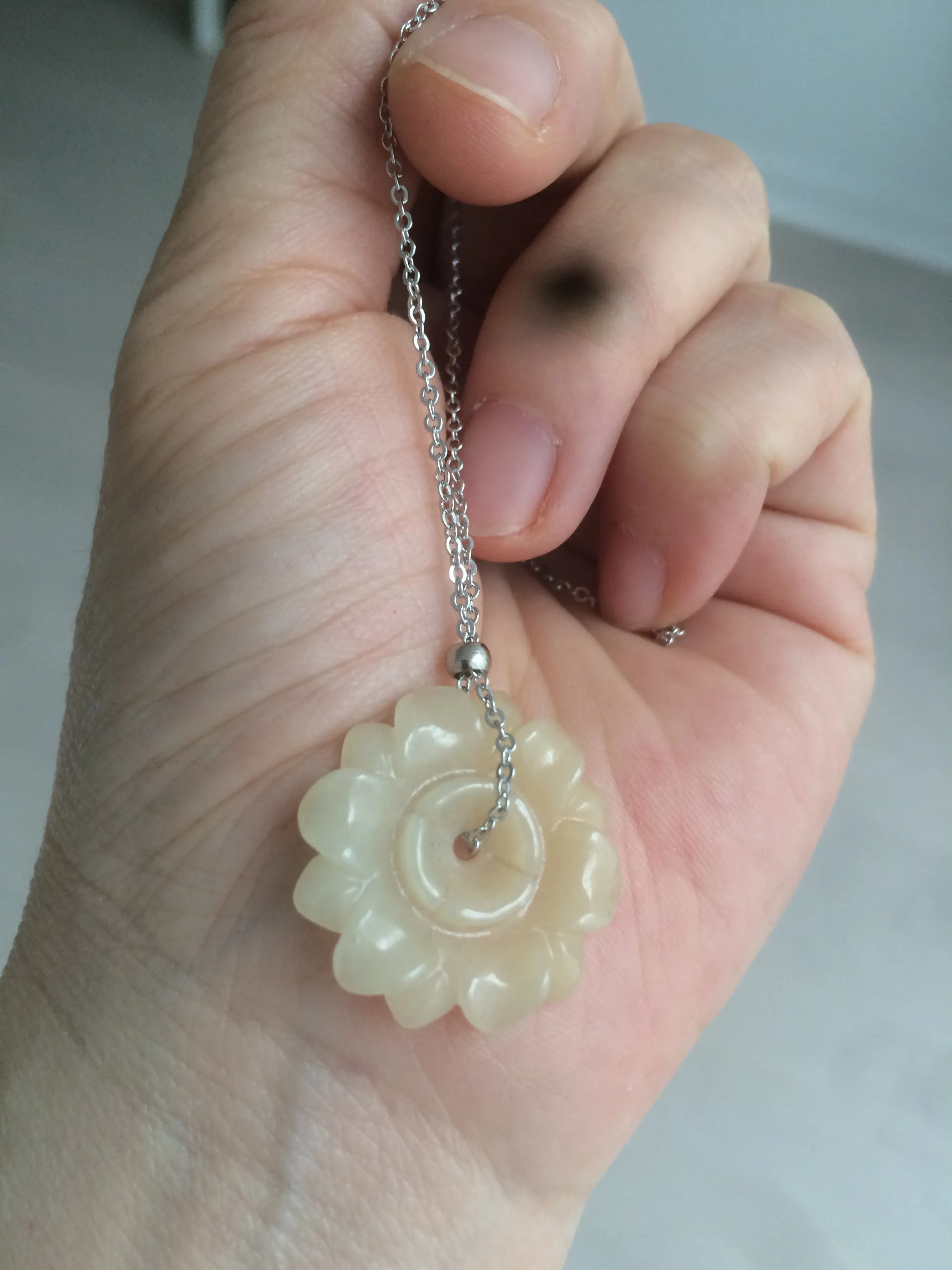 21-22mm Type A 100Natural 3D green/brown/black jadeite Jade flower Pendant necklace AQ55 (add-on item)