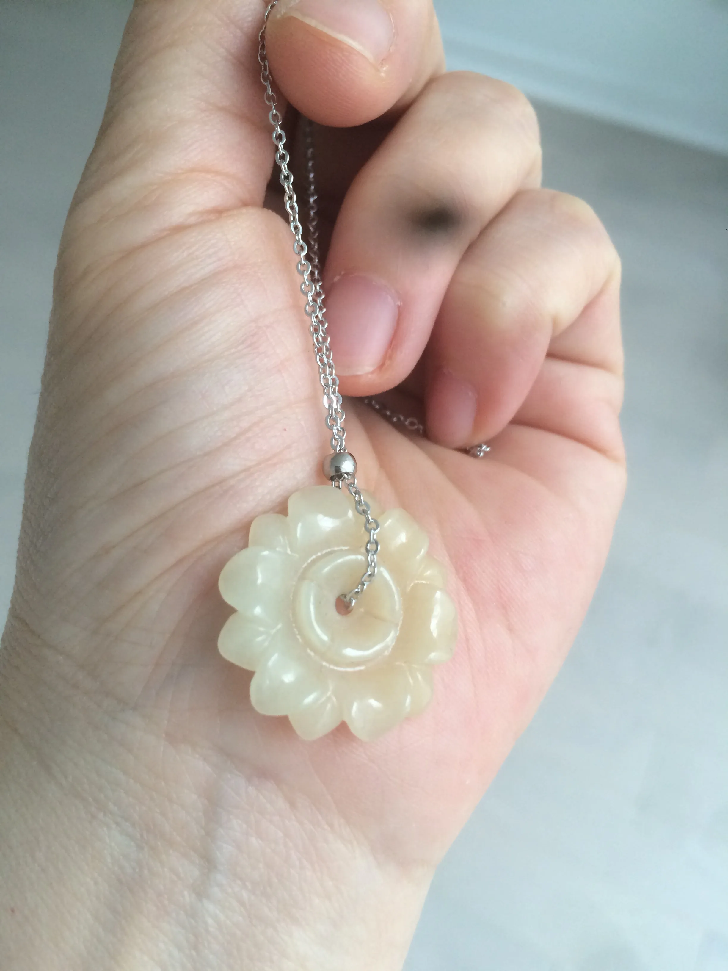 21-22mm Type A 100Natural 3D green/brown/black jadeite Jade flower Pendant necklace AQ55 (add-on item)