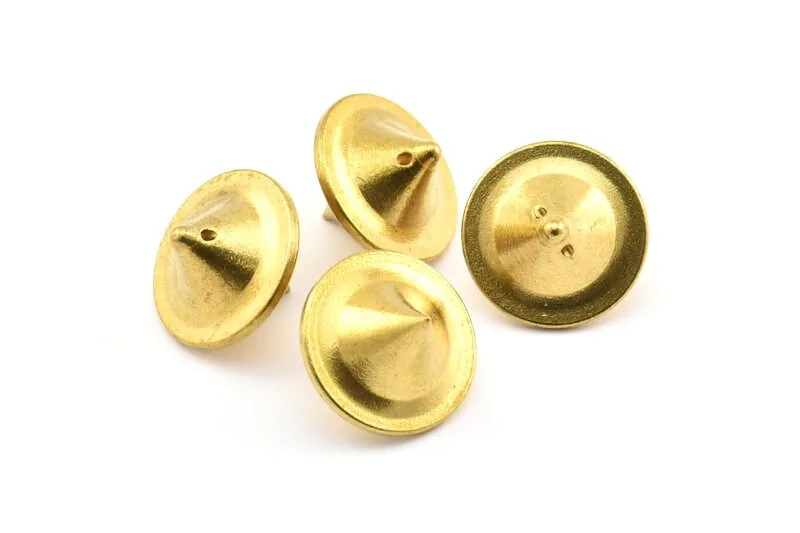 3 Raw Brass Ufo Pendant (18x19.5mm) D0106