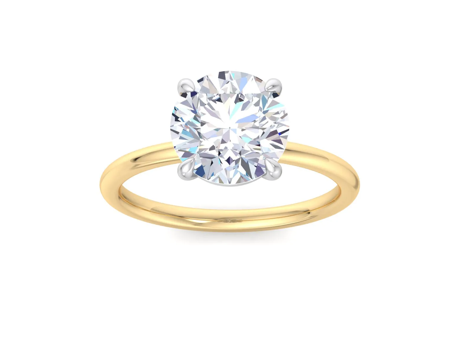 3.5 CT Round Moissanite Engagement Ring,14K Yellow Solid Gold Promise Ring