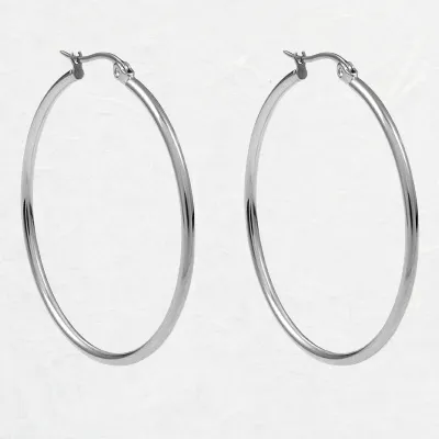 40mm Silver Creole Valentano Hoop Earrings