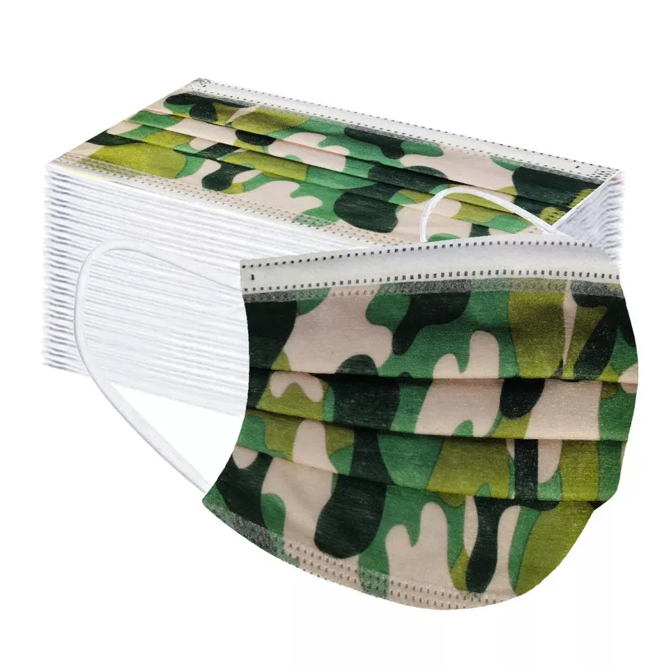 50pc  Disposable Camouflage Mask 3Ply