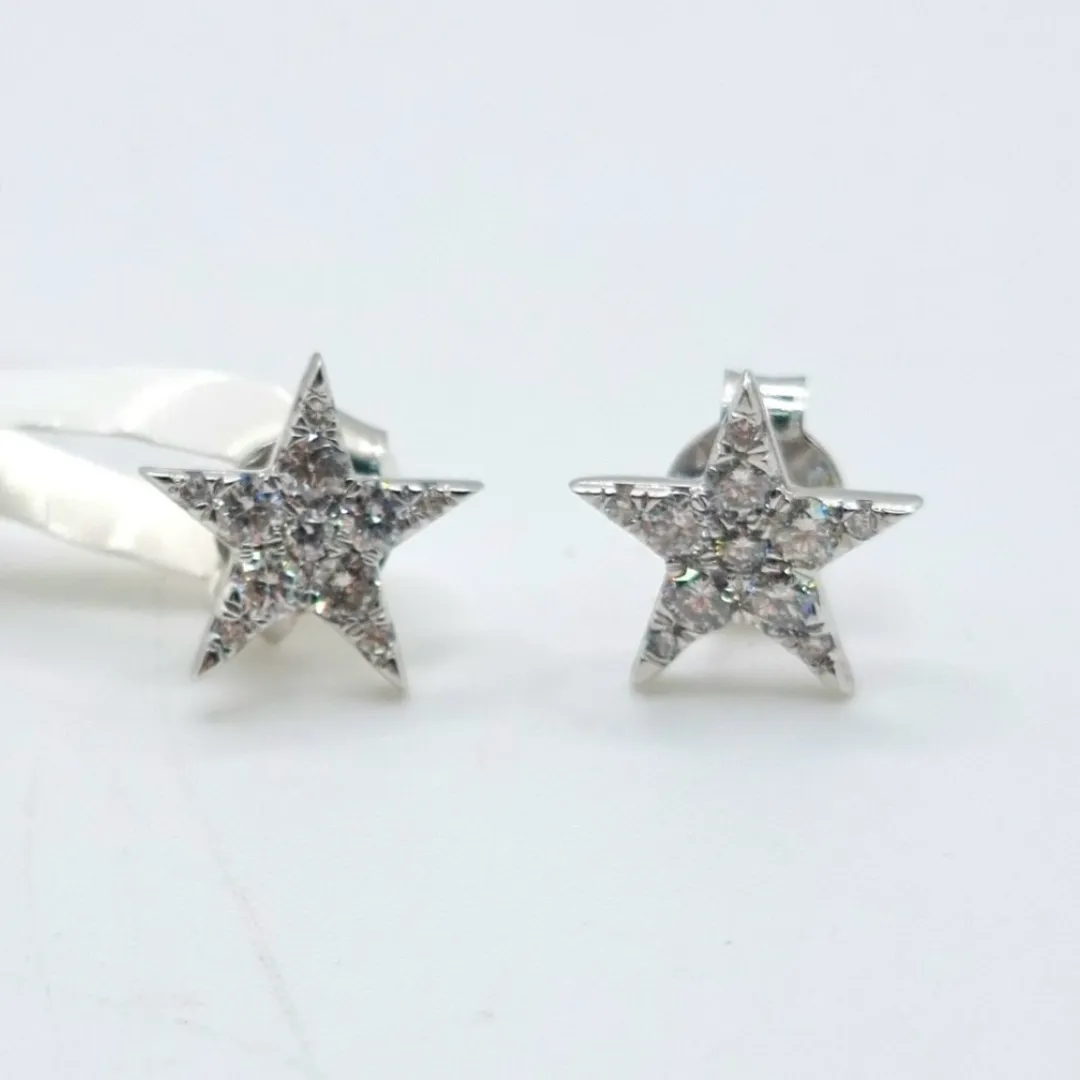 .60 CT Star Diamond Earrings 18K White Gold