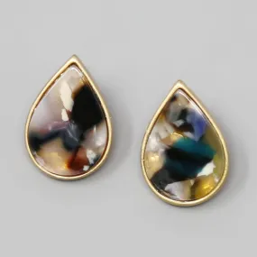 Acetate Teardrop Shape Stud Earrings