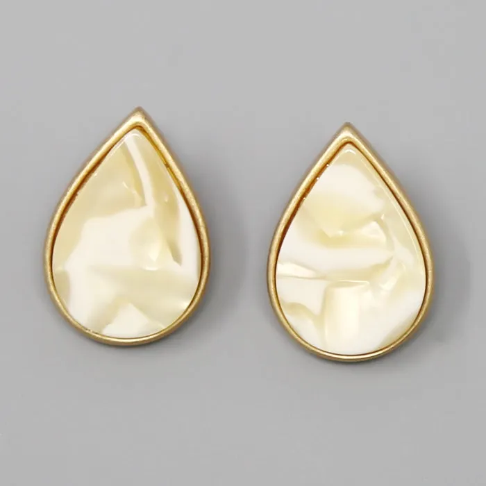 Acetate Teardrop Shape Stud Earrings