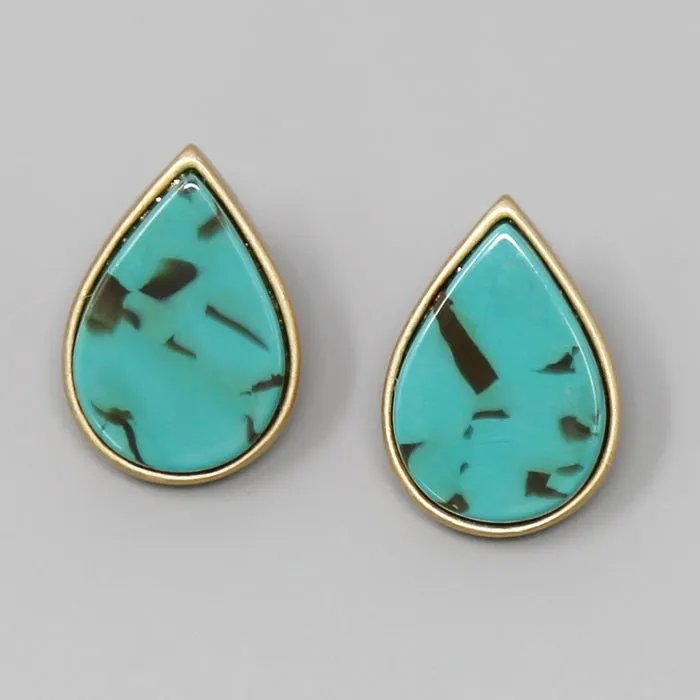 Acetate Teardrop Shape Stud Earrings