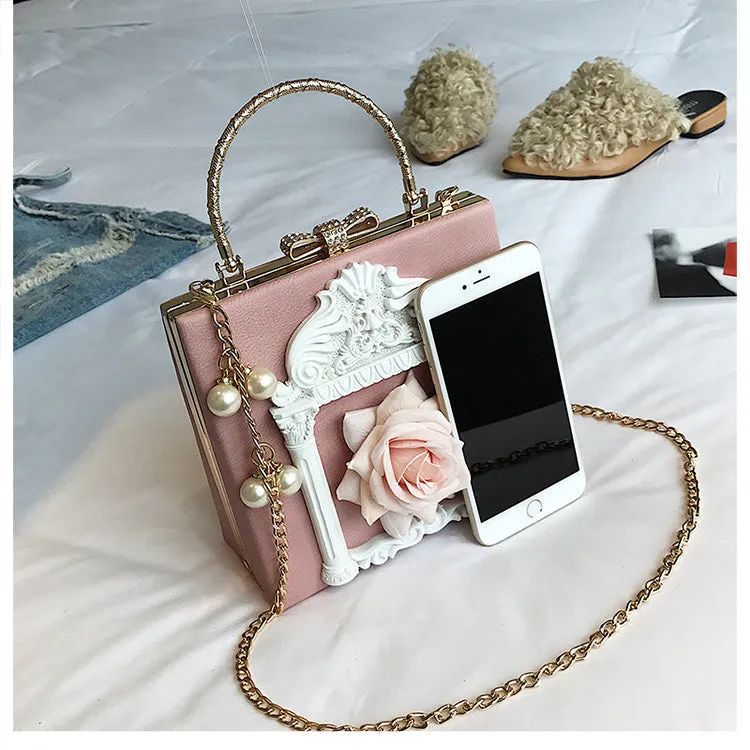 Aesthetic Rose Bag with Pearls