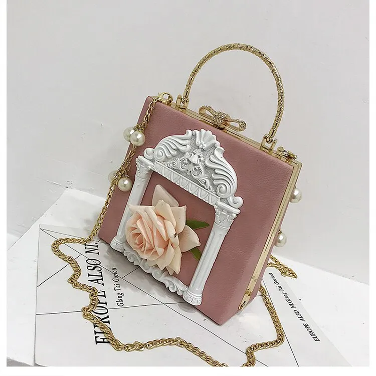 Aesthetic Rose Bag with Pearls