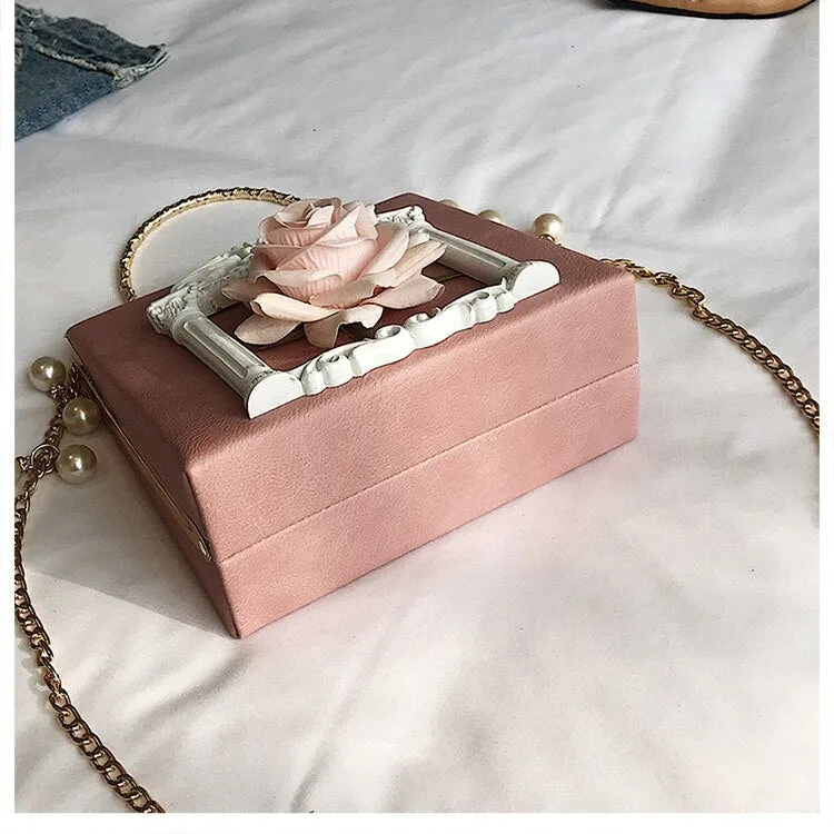 Aesthetic Rose Bag with Pearls