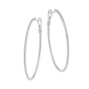 AFJ Diamond Collection - Thin Diamond Hoop Earrings, 18k White Gold