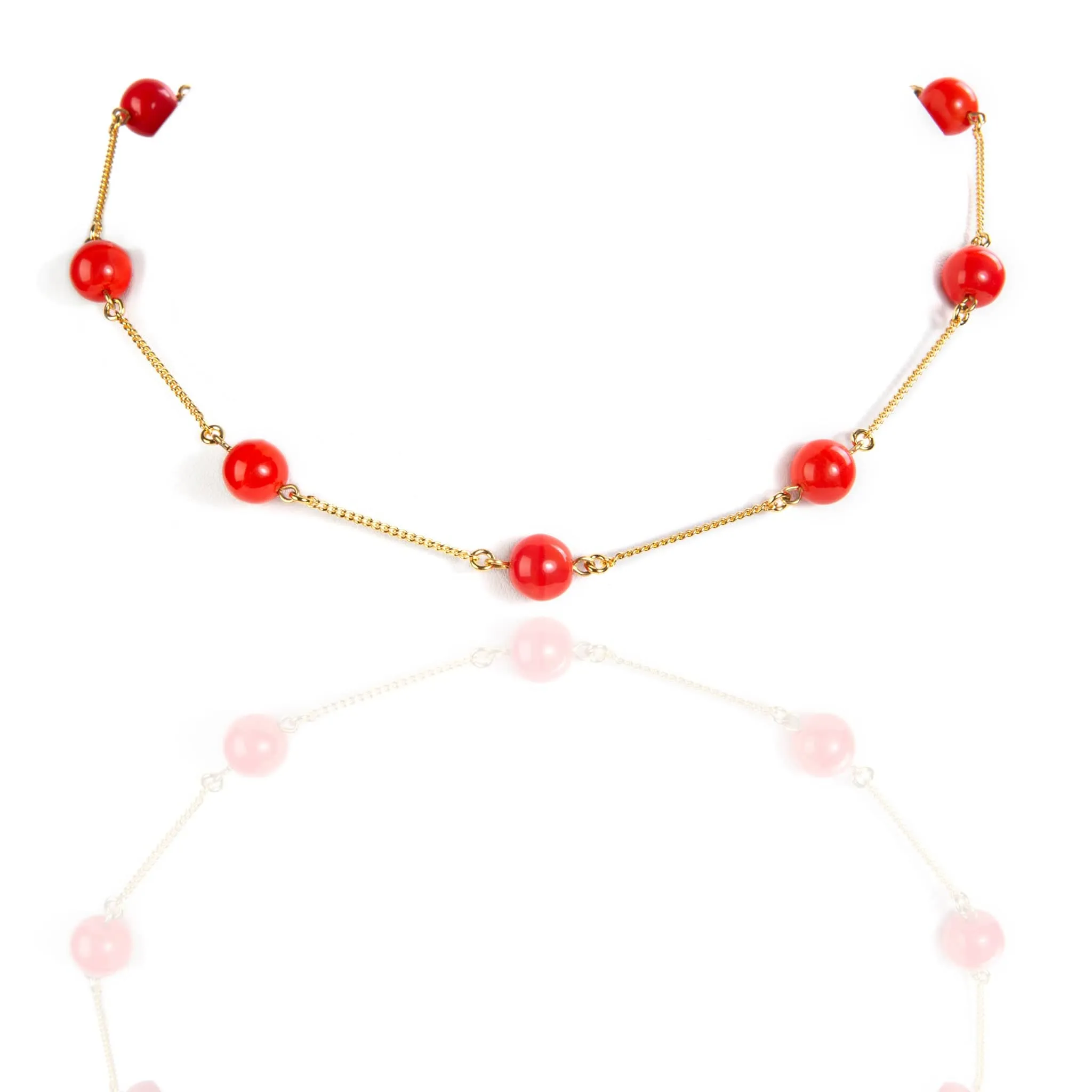 Angel Butterfly Beaded Choker Necklace - Coral