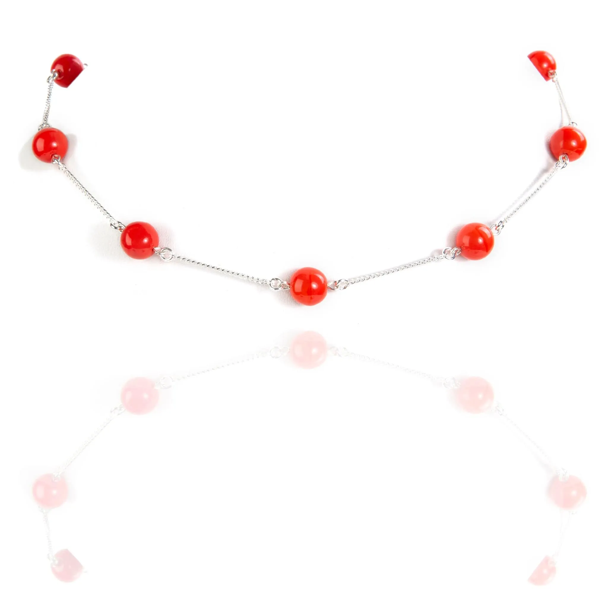 Angel Butterfly Beaded Choker Necklace - Coral