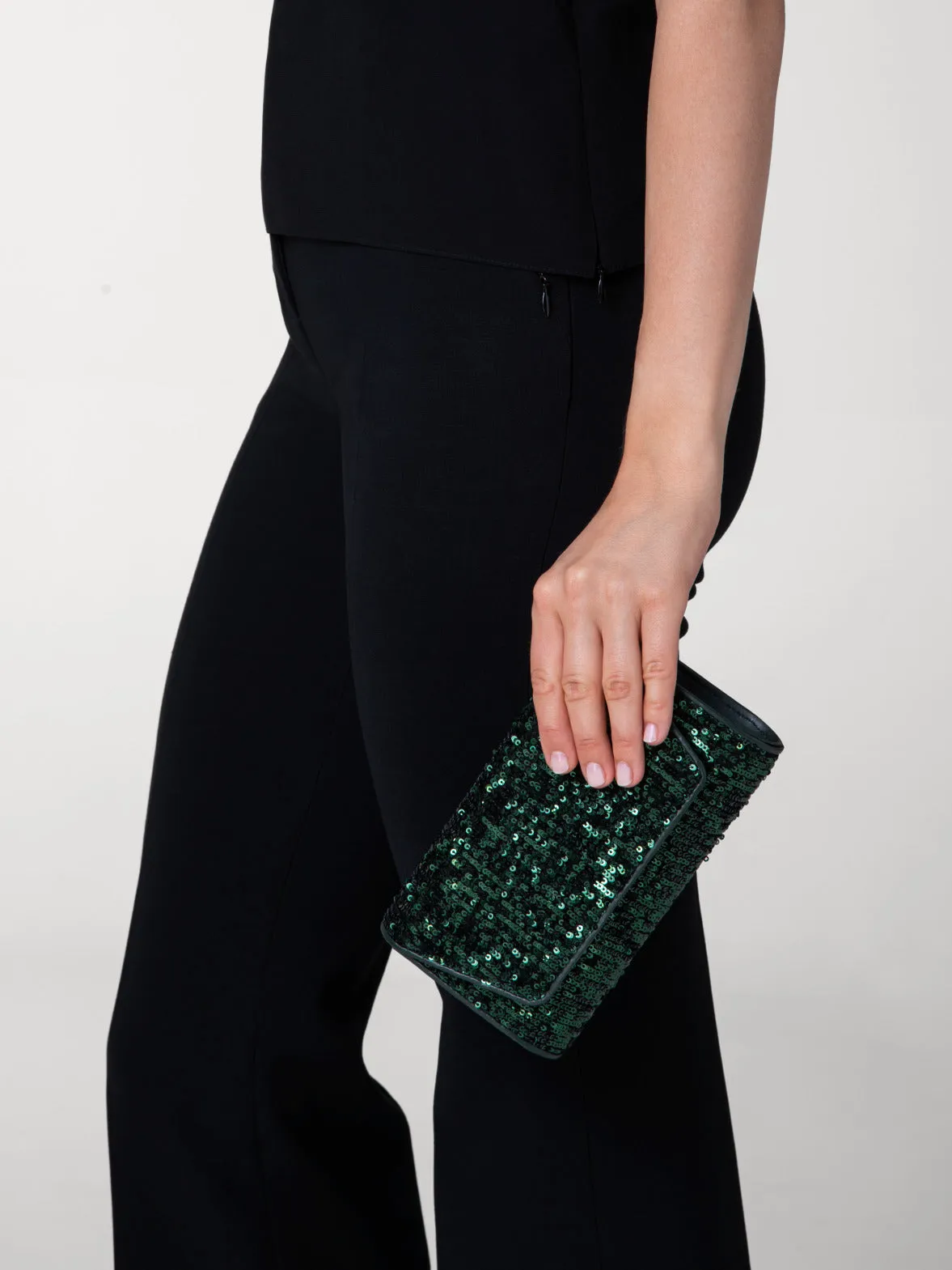 Anouk Mini Clutch aus Pailletten und Leder