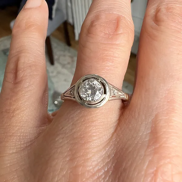 Antique Diamond Engagement Ring, Old Euro 0.78ct.