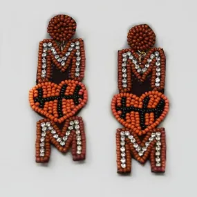 Basketball Mom Seed Bead Drop Earrings