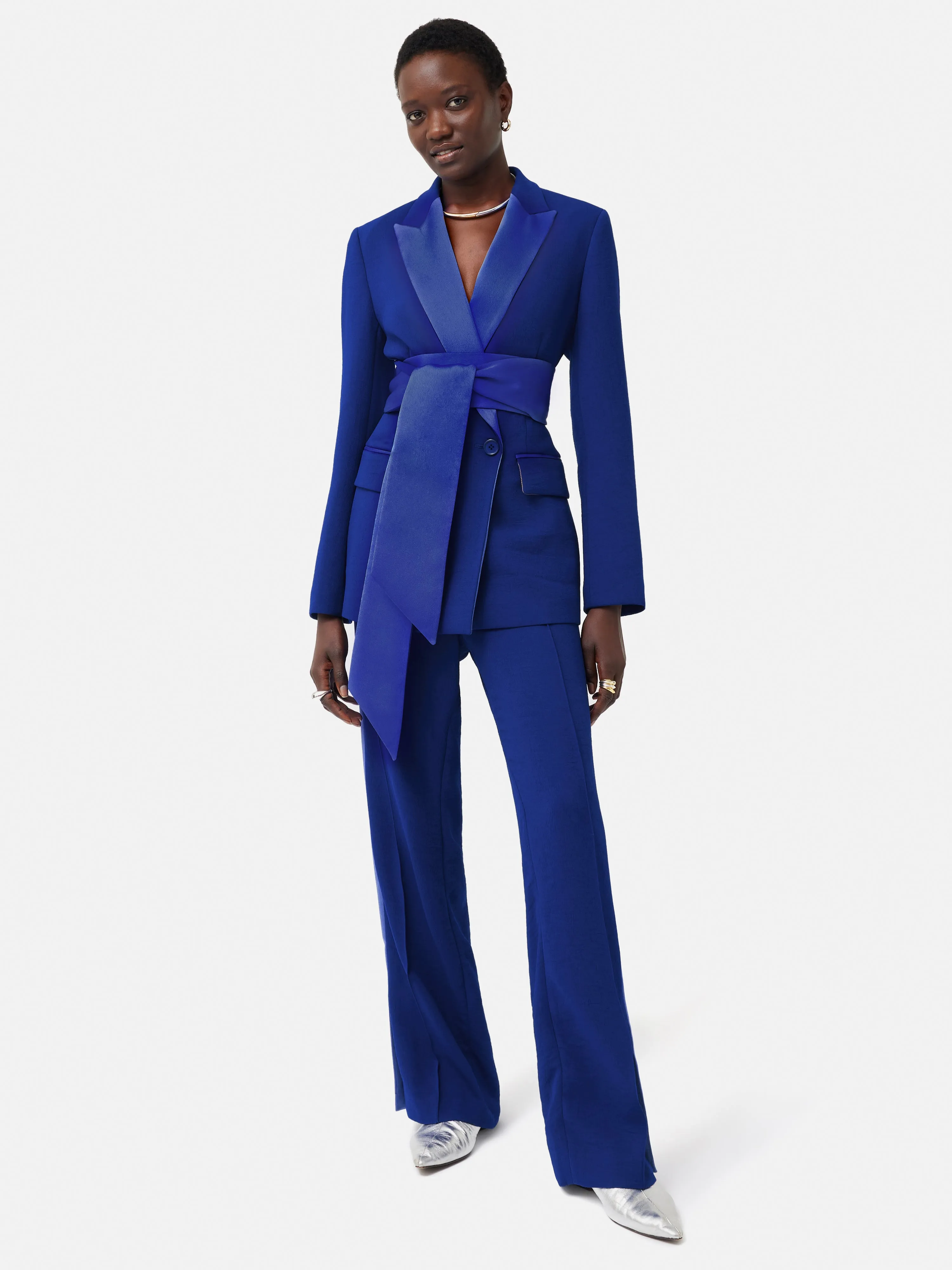 Belted Tuxedo Jacket | Blue