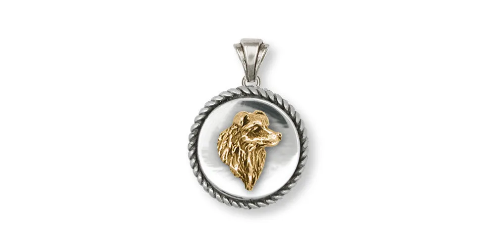 Border Collie Pendant Jewelry Silver And Gold Handmade Dog Pendant BE3-TNDP