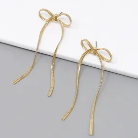 Bow Herringbone Chain Dangle Earrings