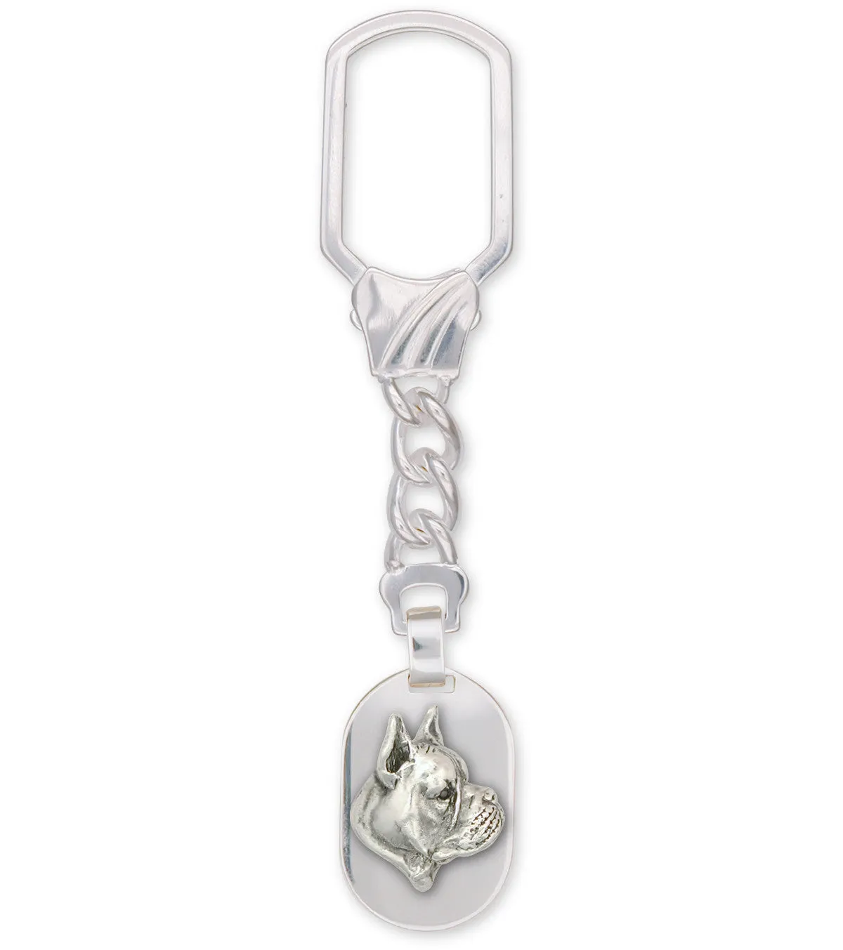 Boxer Key Ring Jewelry Sterling Silver Handmade Dog Key Ring BX4-KRE