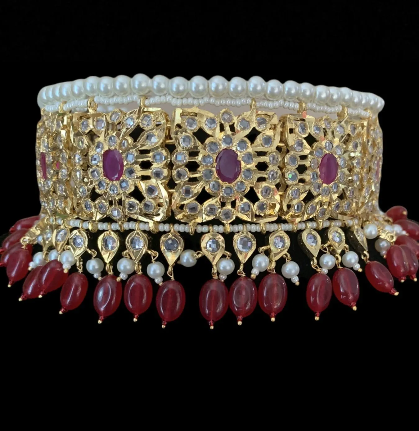 C24 Sabuhi Ruby  hyderabadi choker ( SHIPS IN 4 WEEKS )