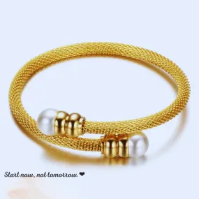 Cable pearl bracelet ,jewelry,women,bangle#022Cgb-22