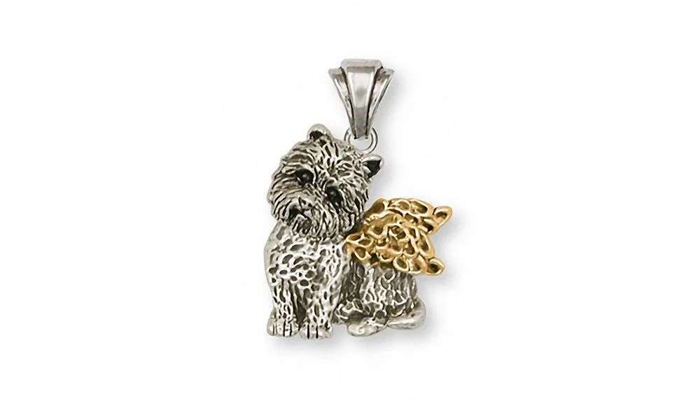 Cairn Terrier Angel Pendant Jewelry Silver And Gold Handmade Dog Pendant CNWT7-TNAP