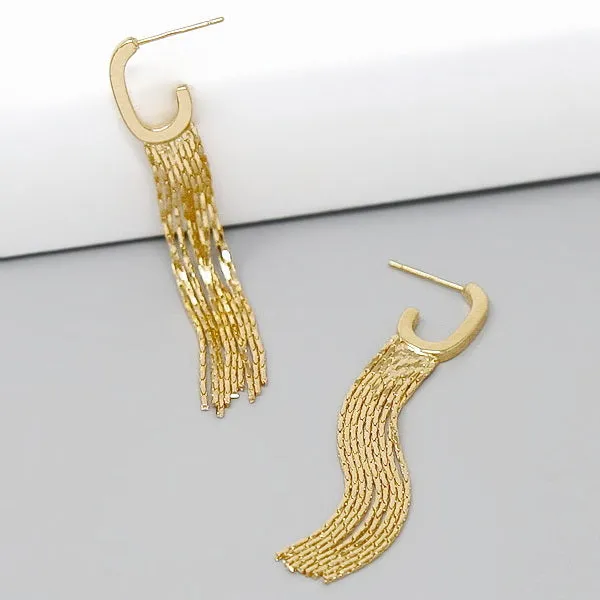 Chain Fringe Metal Hoop Earrings