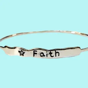 Chic Stylish Faith Bangle  Israeli sterling silver bracelet  Boho jewelry.