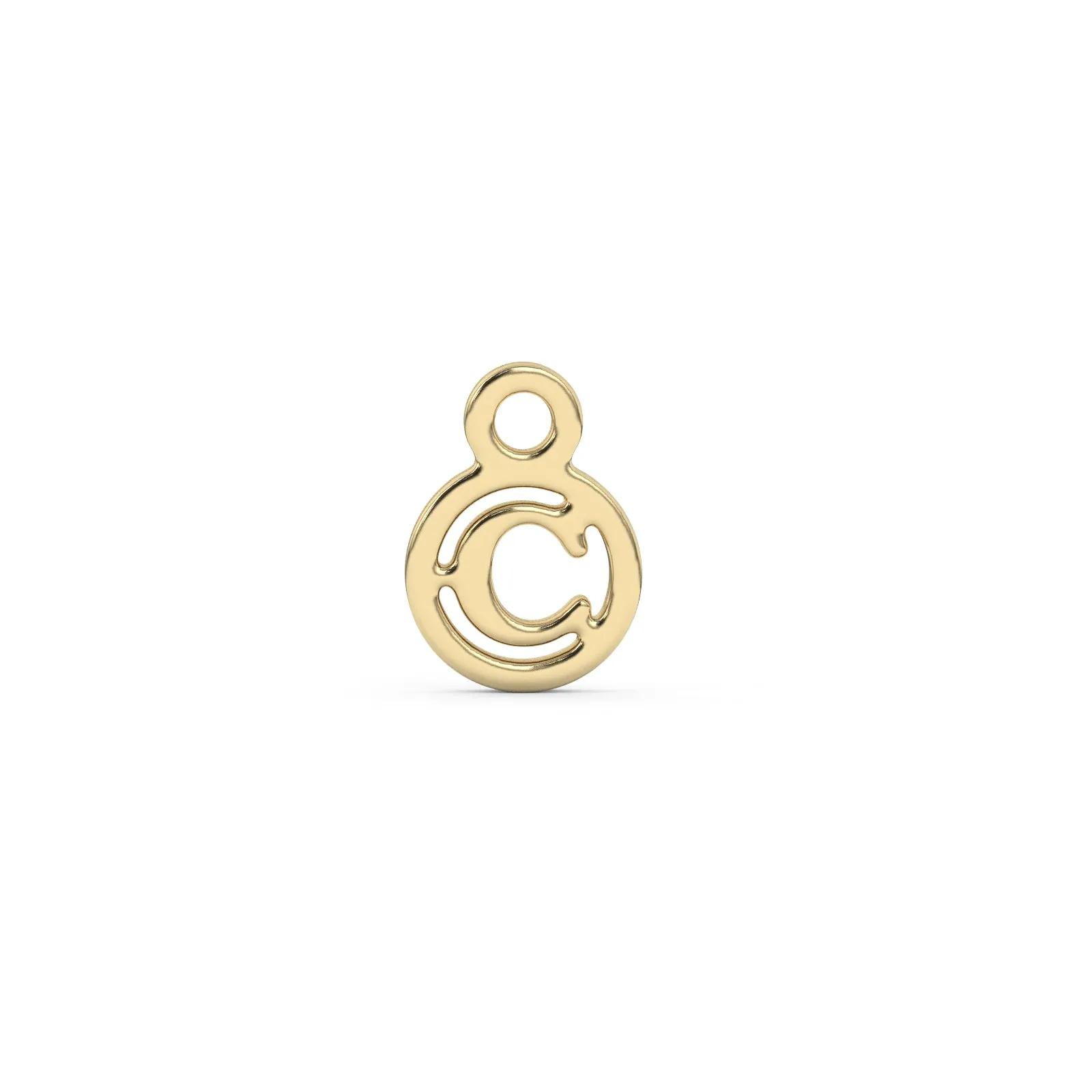 Circle Initial Charm - C | 10k Yellow Gold