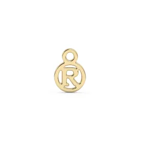 Circle Initial Charm - R | 10k Yellow Gold