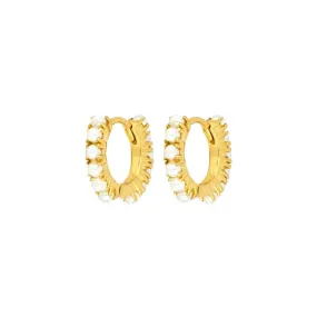 Classic Four-claw Pearl Huggie Hoop Earrings