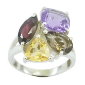 Classy Gemstone Multi Stone 925 Sterling Silver Ring Black Jewelry